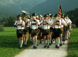 Bavarian Marching Band in traditional costume