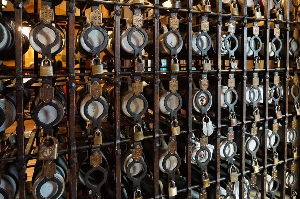 The regulars' mug lockers at the Hofbräuhaus in Munich