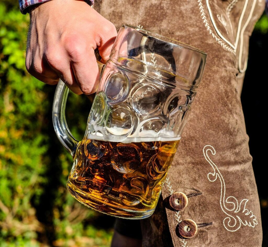 A one-liter Maß of Bavarian beer
